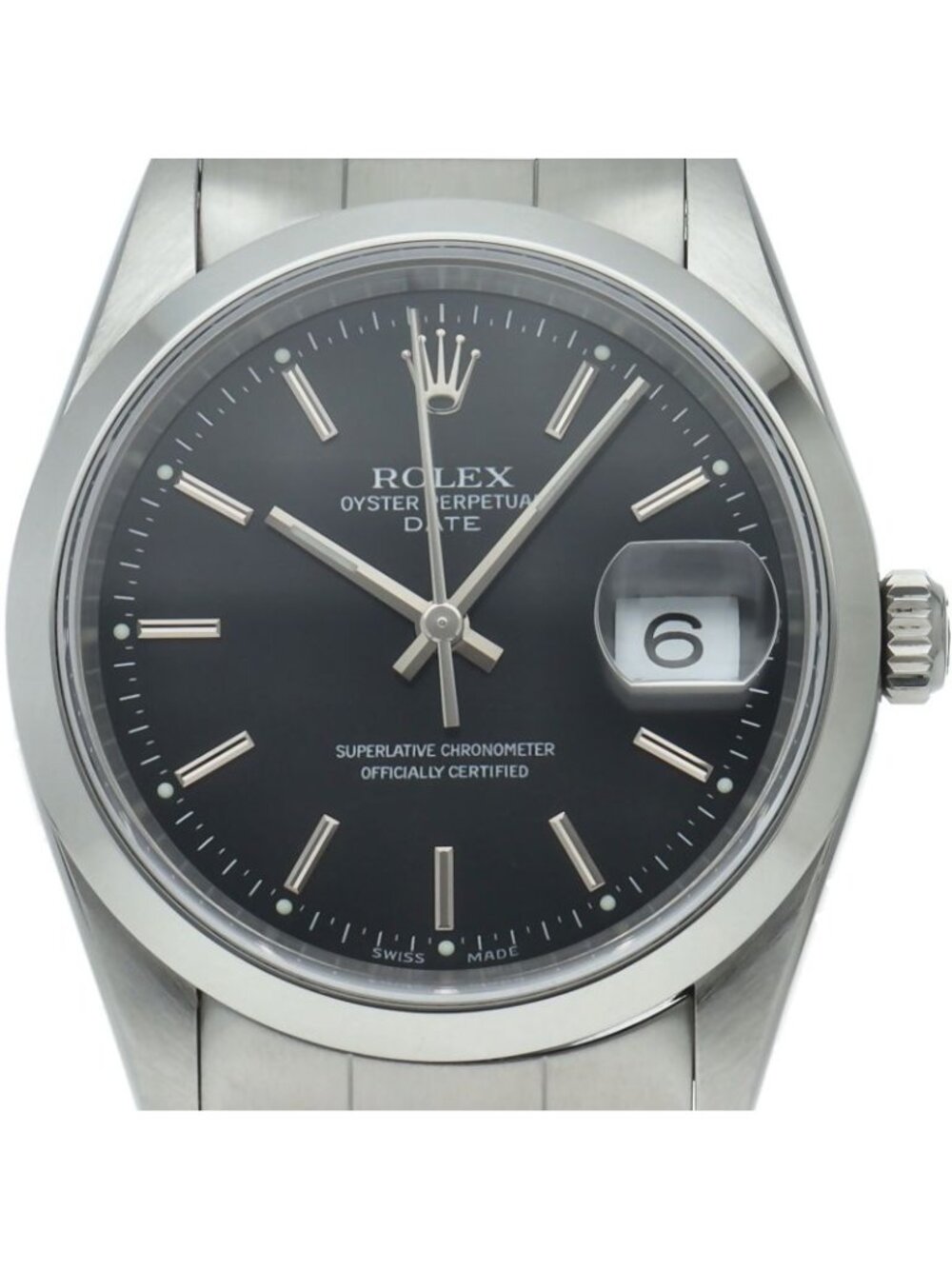 Rolex Oyster Perpetual Date Watch SS Black Finish